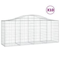 Vidaxl Klenuté gabionové koše 10ks 200x50x80/100 cm pozinkované železo