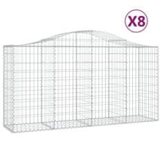 Vidaxl Klenuté gabionové koše 8 ks 200x50x100/120cm pozinkované železo