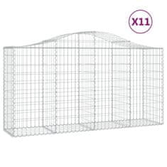 Vidaxl Klenuté gabionové koše 11ks 200x50x100/120cm pozinkované železo