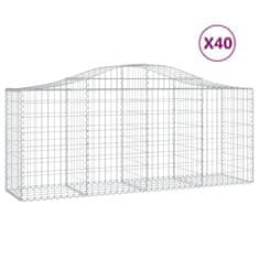 Vidaxl Klenuté gabionové koše 40ks 200x50x80/100 cm pozinkované železo