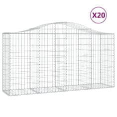 Vidaxl Klenuté gabionové koše 20ks 200x50x100/120cm pozinkované železo