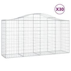 Vidaxl Klenuté gabionové koše 30ks 200x50x100/120cm pozinkované železo