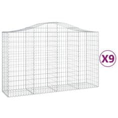 Vidaxl Klenuté gabionové koše 9 ks 200x50x120/140cm pozinkované železo