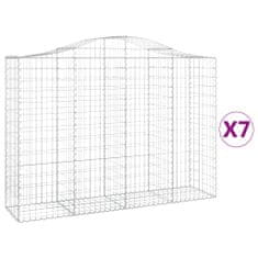 Vidaxl Klenuté gabionové koše 7 ks 200x50x140/160cm pozinkované železo