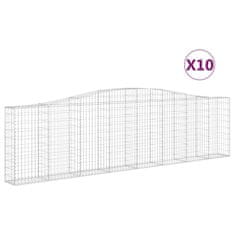 Vidaxl Klenuté gabionové koše 10ks 400x30x100/120cm pozinkované železo