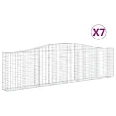 Vidaxl Klenuté gabionové koše 7 ks 400x30x100/120cm pozinkované železo