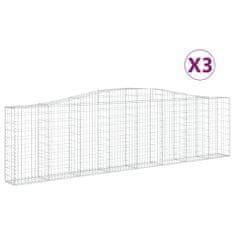 Vidaxl Klenuté gabionové koše 3 ks 400x30x100/120cm pozinkované železo