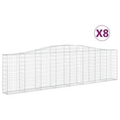 Vidaxl Klenuté gabionové koše 8 ks 400x30x100/120cm pozinkované železo