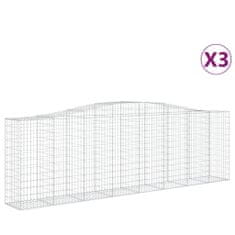 Vidaxl Klenuté gabionové koše 3 ks 400x50x120/140cm pozinkované železo