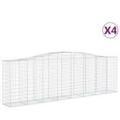 Vidaxl Klenuté gabionové koše 4 ks 400x50x120/140cm pozinkované železo