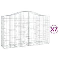 Vidaxl Klenuté gabionové koše 7 ks 200x50x120/140cm pozinkované železo