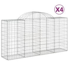 Vidaxl Klenuté gabionové koše 4 ks 200x50x100/120cm pozinkované železo