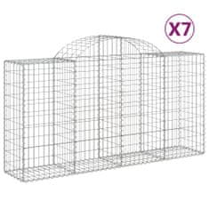 Vidaxl Klenuté gabionové koše 7 ks 200x50x100/120cm pozinkované železo