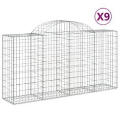 Vidaxl Klenuté gabionové koše 9 ks 200x50x100/120cm pozinkované železo