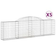 Vidaxl Klenuté gabionové koše 5 ks 300x30x80/100 cm pozinkované železo