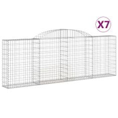 Vidaxl Klenuté gabionové koše 7 ks 300x30x100/120cm pozinkované železo