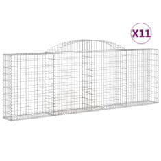 Vidaxl Klenuté gabionové koše 11ks 300x30x100/120cm pozinkované železo