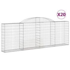 Vidaxl Klenuté gabionové koše 20ks 300x30x100/120cm pozinkované železo