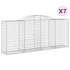 Vidaxl Klenuté gabionové koše 7 ks 300x50x120/140cm pozinkované železo