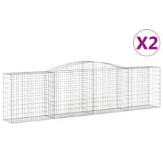 Vidaxl Klenuté gabionové koše 2 ks 400x50x100/120cm pozinkované železo