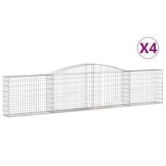 Vidaxl Klenuté gabionové koše 4 ks 400x30x80/100 cm pozinkované železo