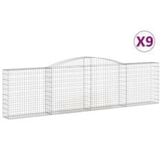 Vidaxl Klenuté gabionové koše 9 ks 400x30x100/120cm pozinkované železo