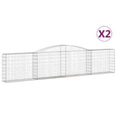 Vidaxl Klenuté gabionové koše 2 ks 400x30x80/100 cm pozinkované železo