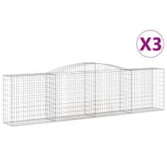 Vidaxl Klenuté gabionové koše 3 ks 400x50x100/120cm pozinkované železo