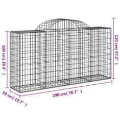 Vidaxl Klenuté gabionové koše 5 ks 200x50x100/120cm pozinkované železo