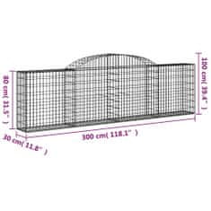 Vidaxl Klenuté gabionové koše 7 ks 300x30x80/100 cm pozinkované železo