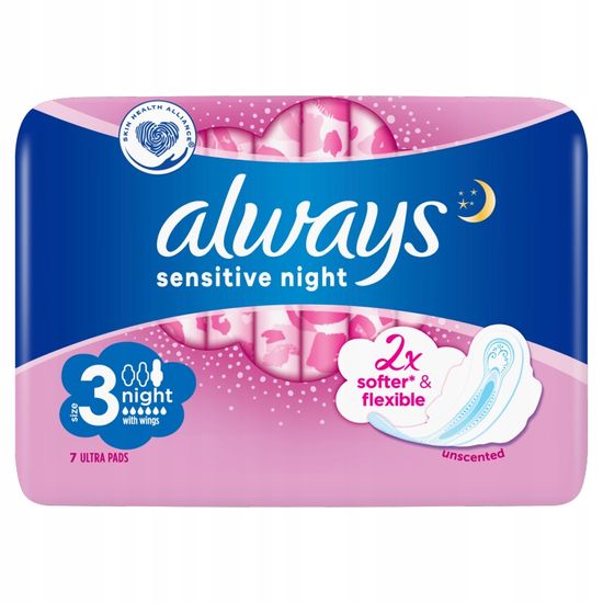 Procter & Gamble Always Sensitive Night s křidélky 8 ks.