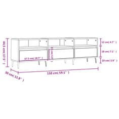 Vidaxl TV skříňka šedá sonoma 150 x 30 x 44,5 cm kompozitní dřevo