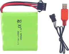 YUNIQUE GREEN-CLEAN 1 kus dobíjecí baterie 7.4V 1000mah SM-4P s USB nabíjecím kabelem pro DE36W DE65 NO.1809 RC Model Toy Car Climbing Vehicle