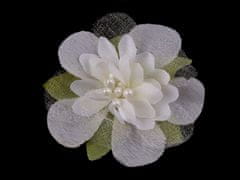 Kraftika 10ks off white textilní květ s pestíky 55mm
