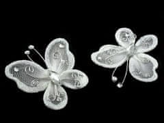 Kraftika 2ks bílá motýl s kamínky 5x5,5cm, ozdoby na záclony
