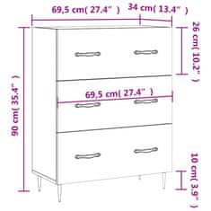 Vidaxl Příborník bílý s vysokým leskem 69,5x34x90 cm kompozitní dřevo