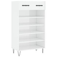 Greatstore Botník bílý s vysokým leskem 60 x 35 x 105 cm kompozitní dřevo