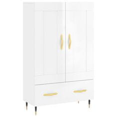 Greatstore Skříň highboard lesklá bílá 69,5 x 31 x 115 cm kompozitní dřevo