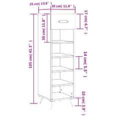 Greatstore Botník bílý s vysokým leskem 30 x 35 x 105 cm kompozitní dřevo