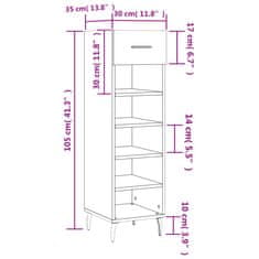 Vidaxl Botník bílý s vysokým leskem 30 x 35 x 105 cm kompozitní dřevo