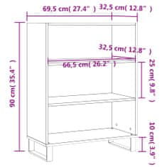 Vidaxl Policová skříňka lesklá bílá 69,5x32,5x90 cm kompozitní dřevo