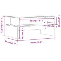 Vidaxl Konferenční stolek šedý sonoma 90x55x42,5 cm kompozitní dřevo