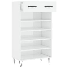 Greatstore Botník bílý s vysokým leskem 60 x 35 x 105 cm kompozitní dřevo