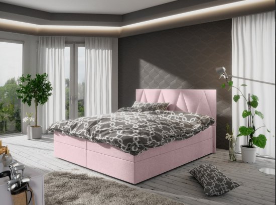 Veneti Manželská postel s úložným prostorem STIG COMFORT 3 - 140x200, růžová