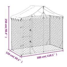 Greatstore Venkovní psí kotec se střechou stříbrný 3 x 1,5 x 2,5 m ocel