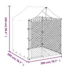 Greatstore Venkovní psí kotec se střechou stříbrný 2 x 2 x 2,5 m ocel