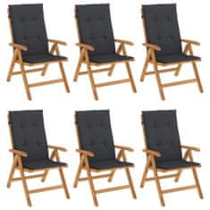 Vidaxl Polohovací zahradní židle s poduškami 6 ks masivní teak