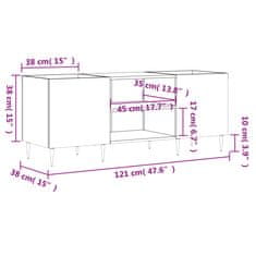 Greatstore Skříňka na LP desky šedá sonoma 121x38x48 cm kompozitní dřevo