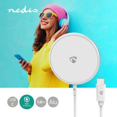 Nedis WCHAQM200SI bezdrátová nabíječka 15 W QI, USB-C