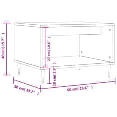 Greatstore Konferenční stolek kouřový dub 60 x 50 x 40 cm kompozitní dřevo